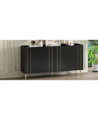 Modern Luxe Shoe & TV Cabinet with Gold Doors