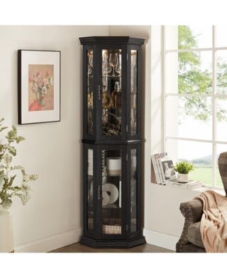 Lighted Corner Glass Display Curio Cabinet