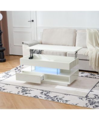 Lift Top Coffee Table with Hidden Storage LED Lights