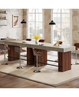 62.2Inch Bar Table, Industrial Counter Height Pub Dining Table, Large Home Bar Unit