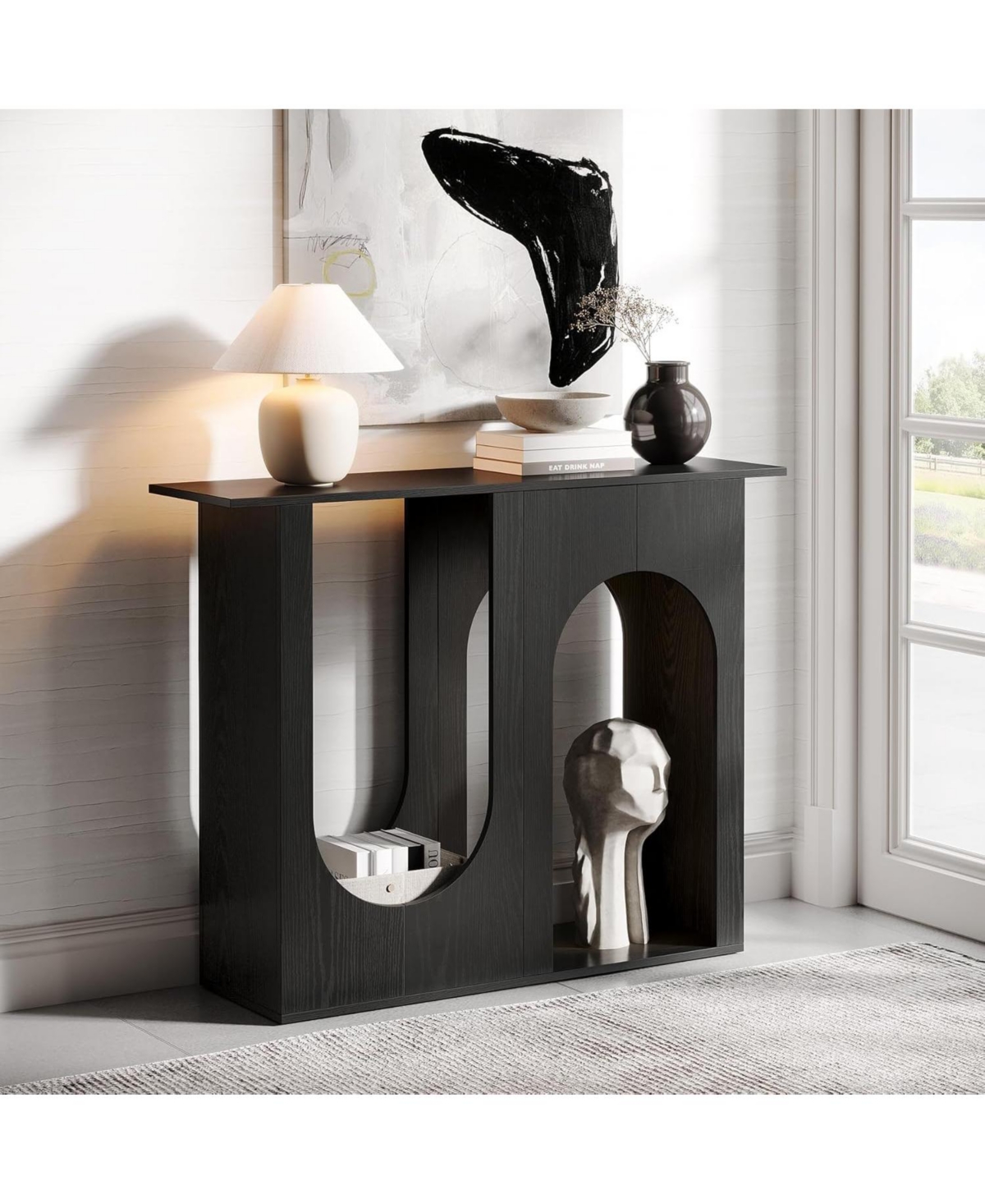 Tribesigns 39.4'' Black Console Table, Narrow Sofa Table Behind The Couch with Arched Design