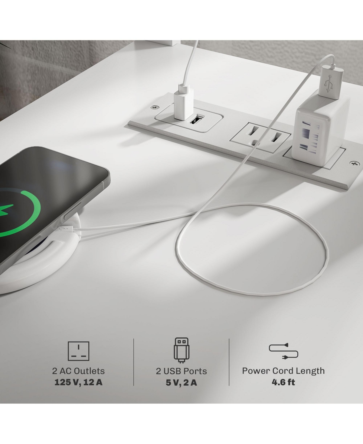 Homcom Side Table with Charging Station and Usb Ports
