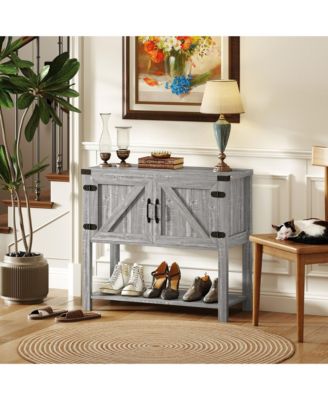 Farmhouse Double Door Bar Cabinet with Shelf