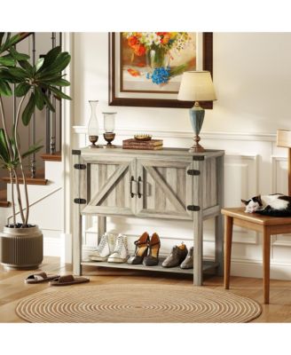 Farmhouse Double Door Bar Cabinet with Shelf