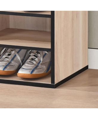 Shoe Storage Bench with Cushion, 9 Cubbies Shoe Organizer, Cubby Shoe Rack with Adjustable Shelves