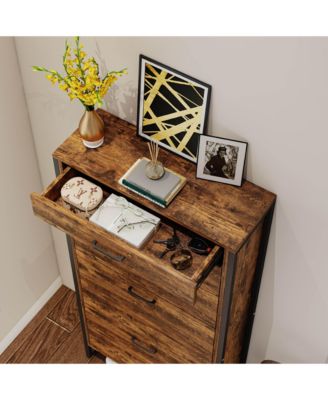 Flip Top Shoe Cabinet Drawer Storage 12-15 Pairs White Rustic Brown Entryway