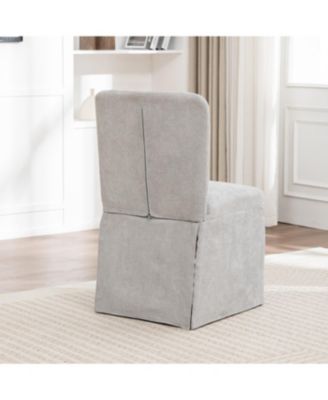 Linen Dining Chairs, Modern Fabric Side Chairs, Padded Seat, Set of 2 (Gray