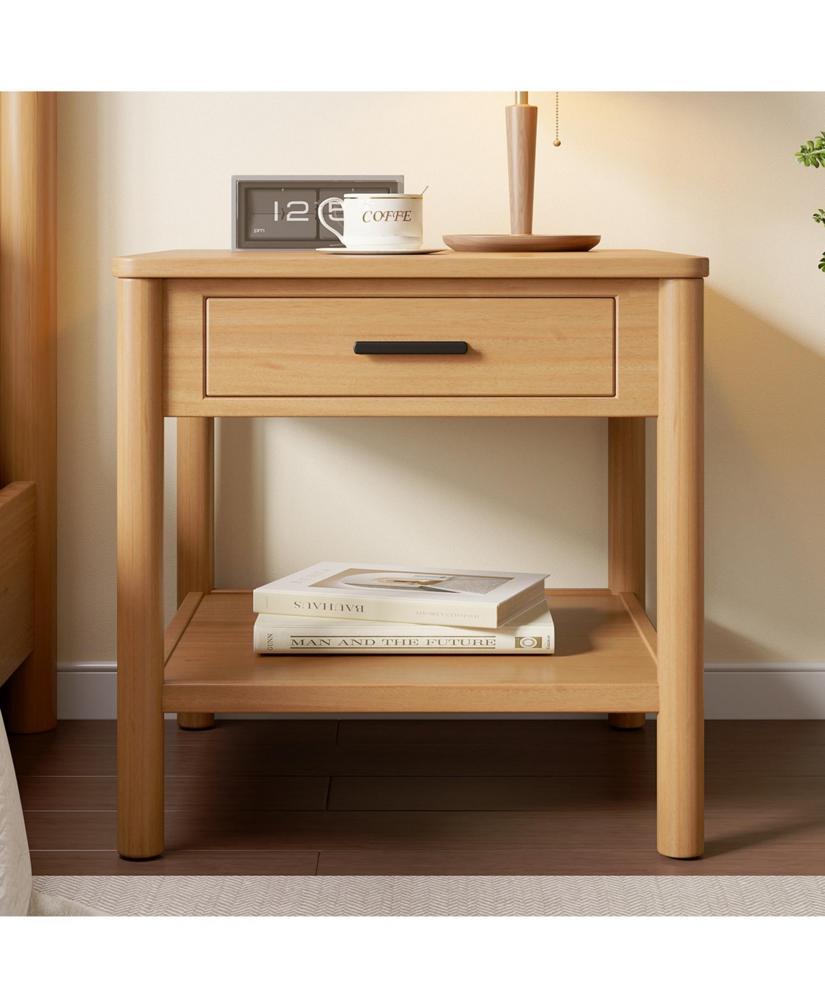 Streamdale Furniture Wood Side Table with Storage - Light Luxury