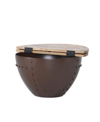 Modern Industrial Hinged Wood Top Coffee Table