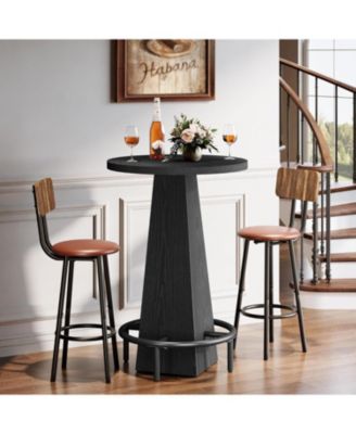 Bar Table, 37.4" High Round Pub Table for Small Spaces, Kitchen, Dining Room (Only Table)