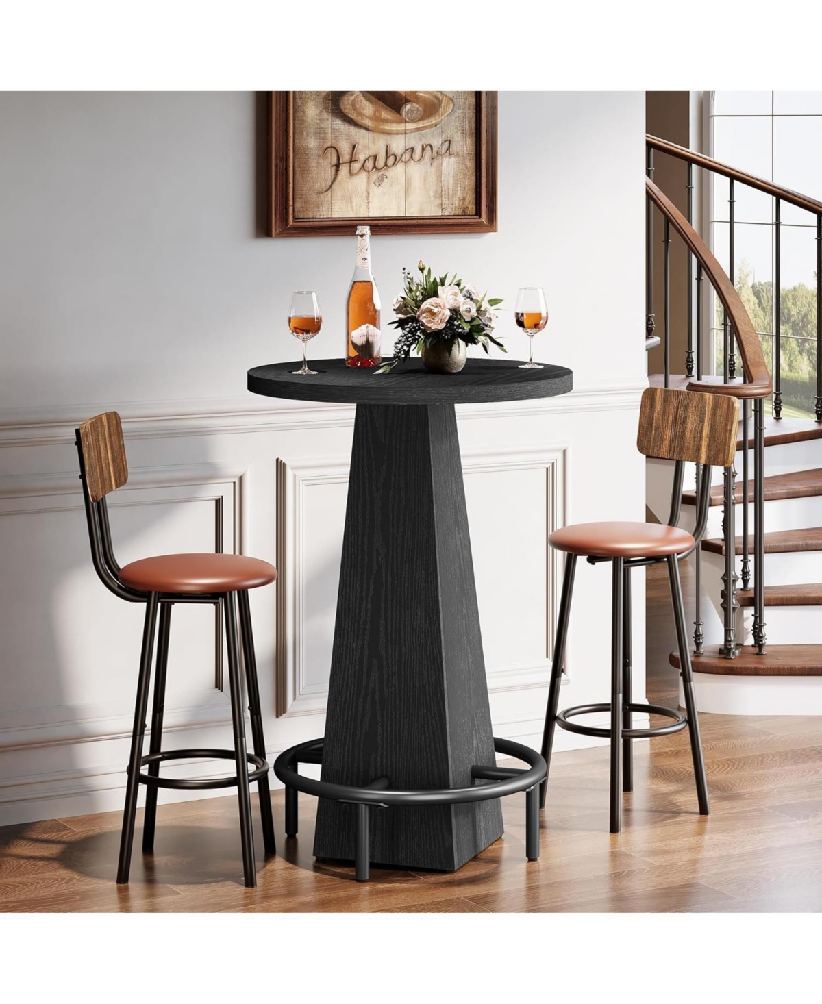 Tribesigns Bar Table, 37.4" High Round Pub Table for Small Spaces, Kitchen, Dining Room (Only Table)