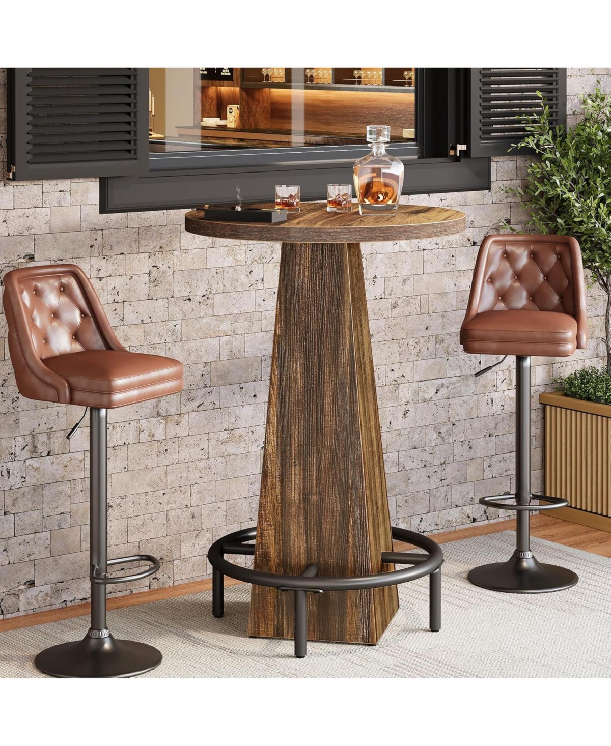 Tribesigns Bar Table, 37.4" High Round Pub Table for Small Spaces, Kitchen, Dining Room (Only Table)