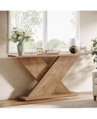 63" Console Table, Farmhouse Wooden Couch Table Behind Sofa with Storage, Long Entryway Sofa Station