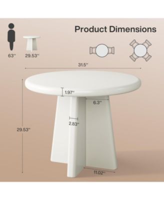 31.5-Inch Wood Sturdy Base, Modern Dinner Furniture Round Dining Table
