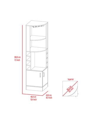 Elegant Home Bar Cabinet with Two Doors 8 Liquor Cubbies Display Area and Upper Shelf