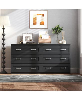 Modern Wood Side Cabinet with 6 Drawers