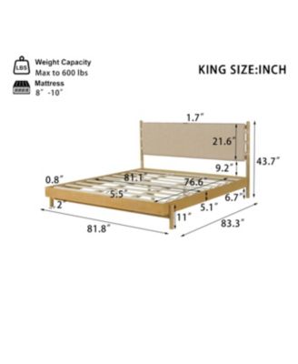 Modern King Bed Frame Set with 2 Wood Nightstands