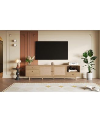 Boho TV Stand for 65-85 Inch TVs, Entertainment Center with Storage & Drawers