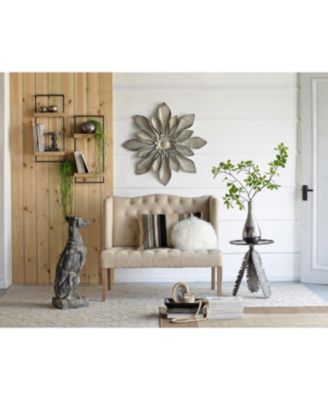 12x6x27" Iron and Wood Wall Shelf With Two Shelves