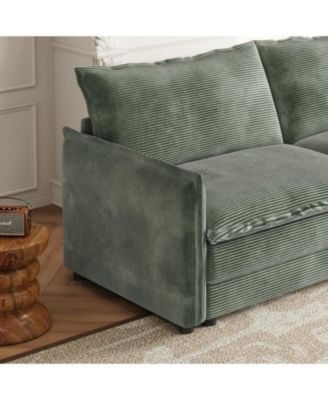 Corduroy 2-Seater Sofa with Footrests & Cushions