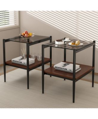 Streamdale 3-Piece Modern Gray Glass Living Room Table Set