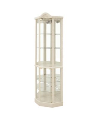 Streamdale Lighted Corner Curio Cabinet - Adjustable Shelves - White