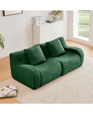 Streamdale Soft Teddy Fabric Boneless Sofa, No Assembly, Anti-Slip, 32D Sponge