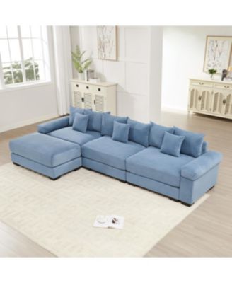 130" Oversized Cloud Modular L-Shape Sectional Couch, Soft Corduroy