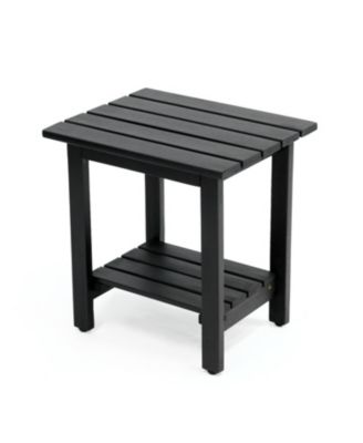 Kellie 16.1" Cottage Classic Slatted Solid Acacia Wood Indoor/Outdoor Side Table with Shelf