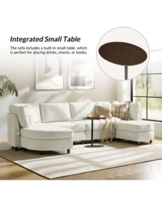 Dayman 6-Piece Modern Storage Convertible Sectional Sofa with End Table