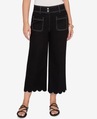 Petite Scallop Hem Contrast Stitch Ankle Jeans