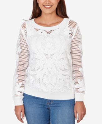 Petite Crochet Pullover Sweater