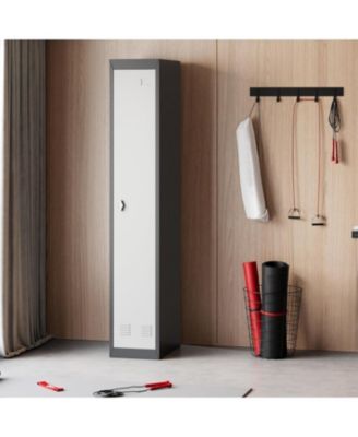 71" Metal Locker Cabinet with Hanging Rod & 2 Shelves, Heavy Duty Steel Storage Lockable for Office, School, Gym, Rust-Resistant