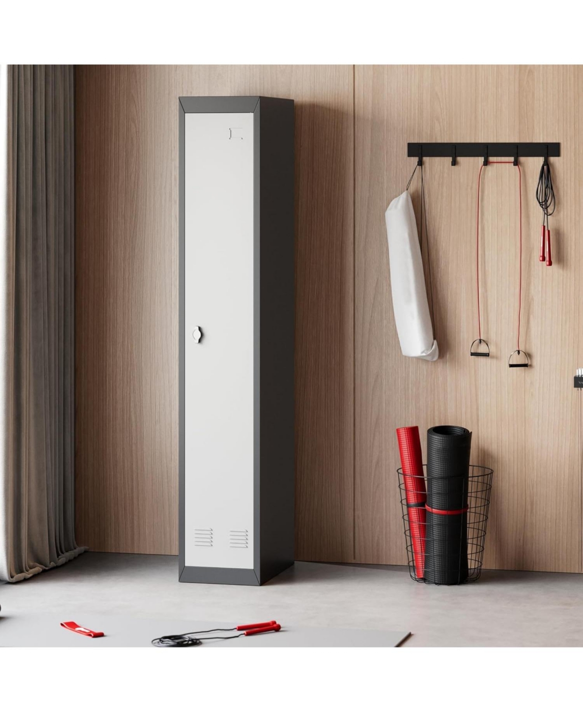 gaomon 71" Metal Locker Cabinet with Hanging Rod & 2 Shelves, Heavy Duty Steel Storage Lockable for Office, School, Gym