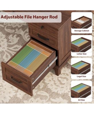 53.5" Farmhouse Executive Desk with File Drawers, Charging Station, Computer Desk with Storage, Home Office Writing Table