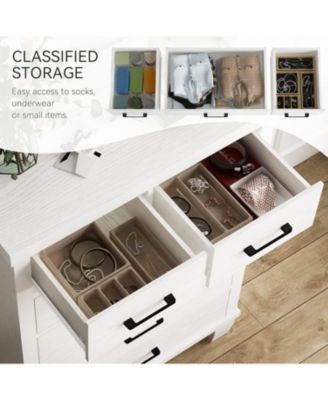 Dresser for Bedroom with 6 Drawers, 45" Tall Chests of Drawers with Storage, Large Drawer Dresser