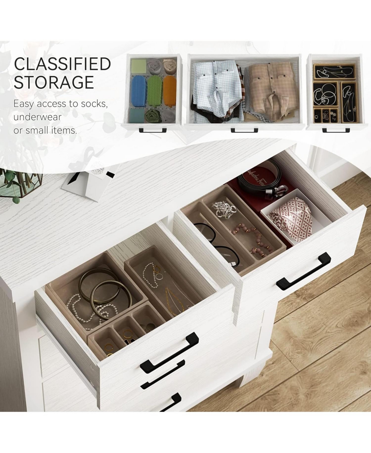 Gaomon Dresser for Bedroom with 6 Drawers, 45" Tall Chests of Drawers with Storage, Large Drawer Dresser