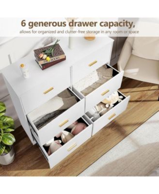 6-Drawer Dresser – Modern Wooden Chest with Metal Handles, Perfect Organizer for Bedroom, Closet, or Living Room.
