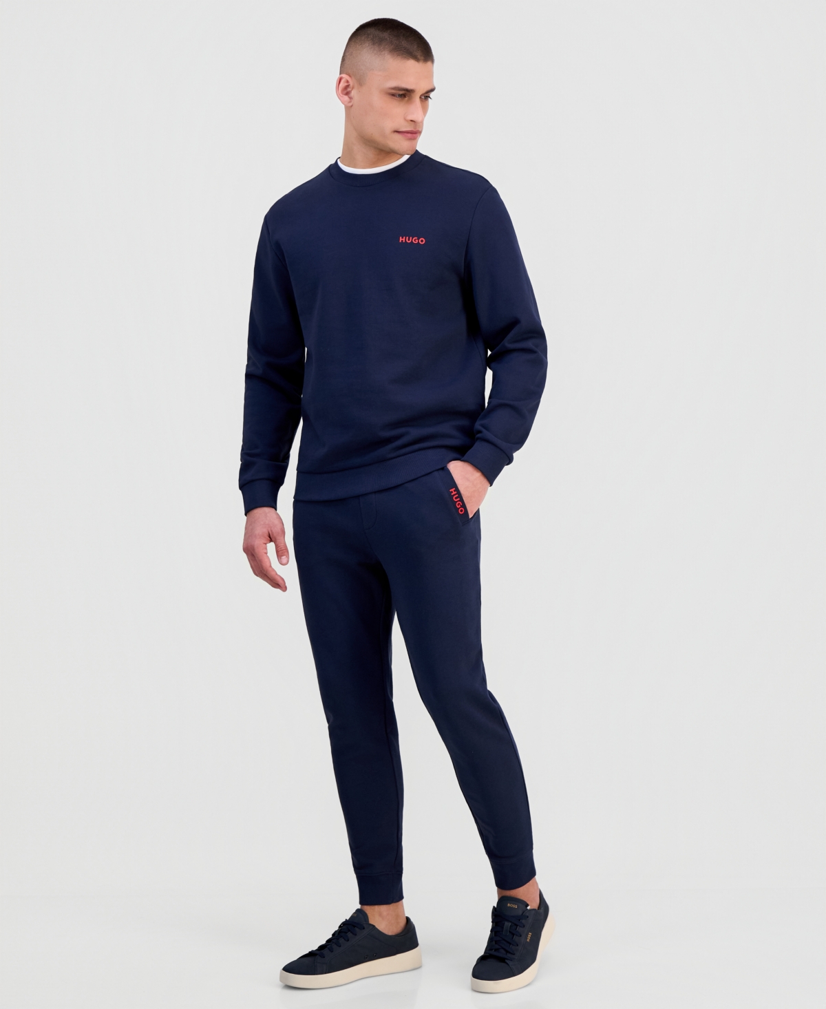 Hugo Boss Men's Cotton Contrast-Logo Long-Sleeve Sweatshirt