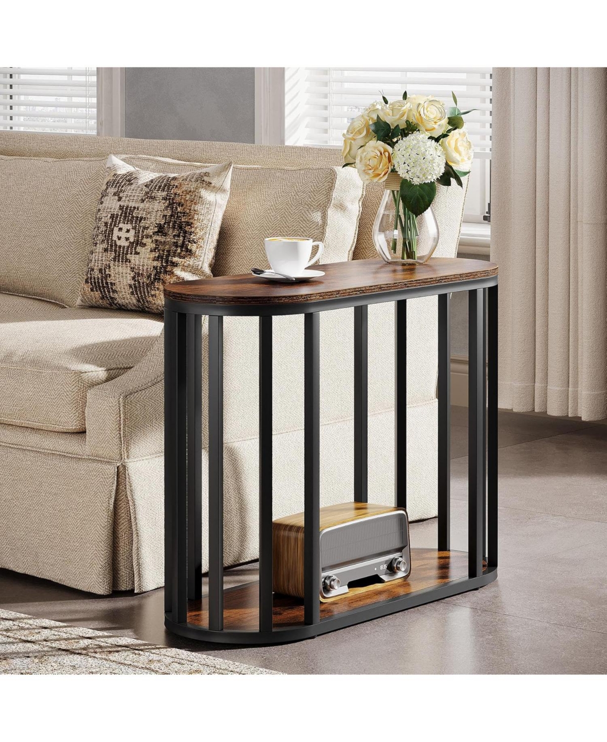 Tribesigns Narrow End Table with Storage, 31.5"D x 11.81"W x 23.62"H (1)