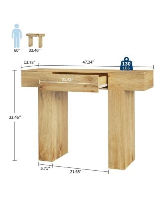 47" Console Table with Drawer – Wooden Industrial Farmhouse Sofa Table for Entryway, Hallway, or Behind Couch