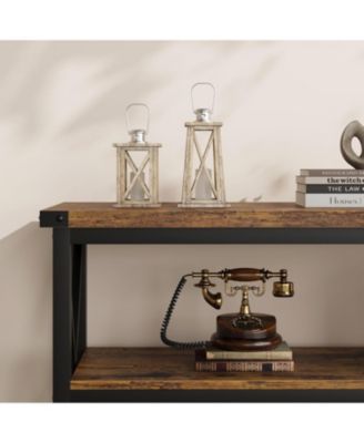 47" Long Console Table, 3-Tier Entryway Table with Storage Shelves, Rectangular Sofa Table for Entryway,"dustrial Entry Table for EntrywayBrown