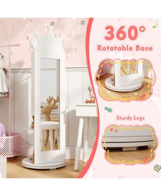 Kids Vanity Set Princess Makeup Dressing Table &Chair Set w/ Coat Rack