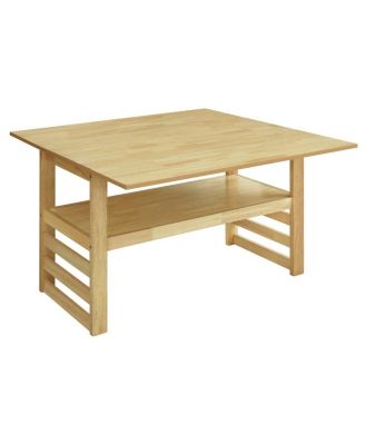 5-Piece Extendable Dining Table Set with Drop Leaves and Storage Shelf, Space-Saving Kitchen Table and Upholstered Chairs