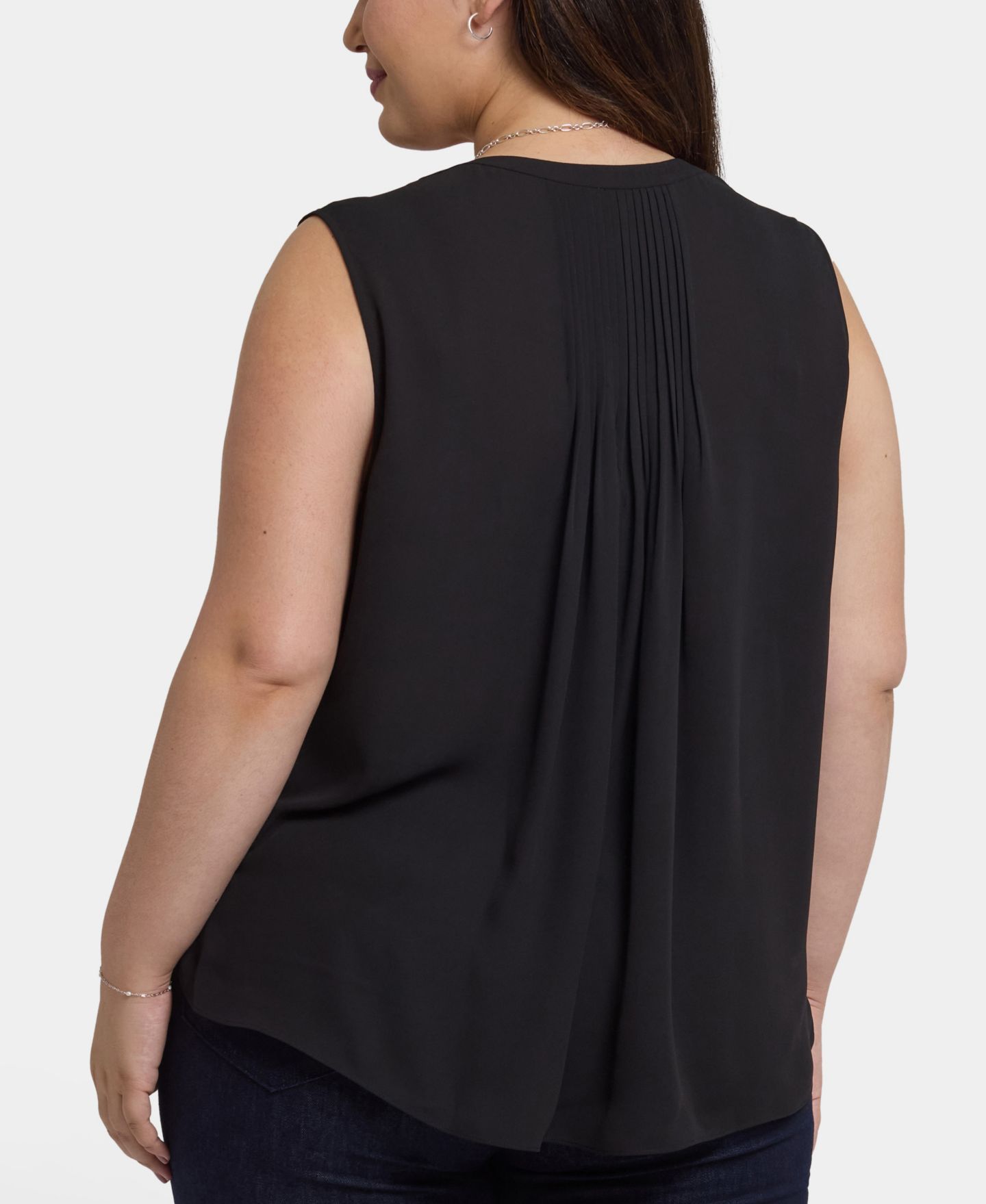 Женская блузка NYDJ Plus Size Sleeveless Pintuck, цвет: Чёрный — фото 3