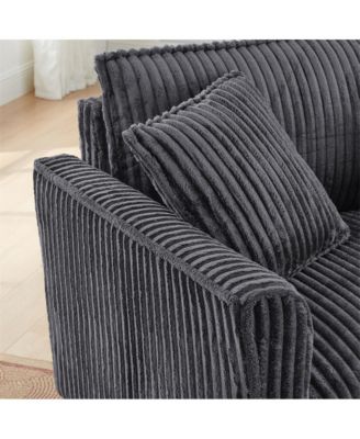 Corduroy Lazy Sofa with Backrest & Armrests for Living Room & Bedroom