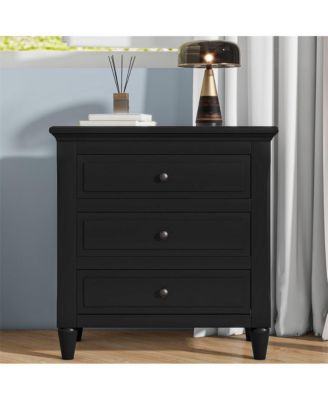 Nightstand with 3 Drawers Modern Bedside Table with Smooth Gliding Rails & Metal Handle
