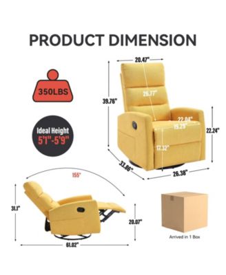 Manual Recliner Chair with Rocker and Swivel in Fabric for Living Room