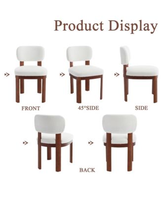 Set of 2 Farmhouse Wooden Dining Chairs 22.05" Fabric Upholstered with Rubberwood Legs