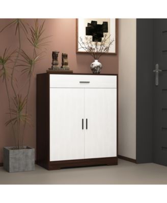 Tier Shoe Cabinet with Drawer 4 Layer Storage White